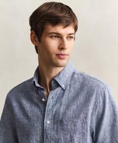 Heren overhemd korte mouw blauw