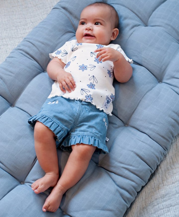 Ruches meisjes korte broek blauw