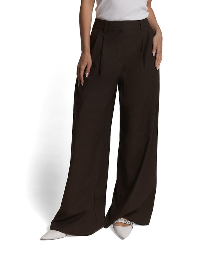 WIDE LEG dames broek bruin