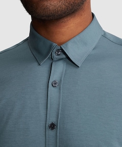 Heren overhemd korte mouw blauw