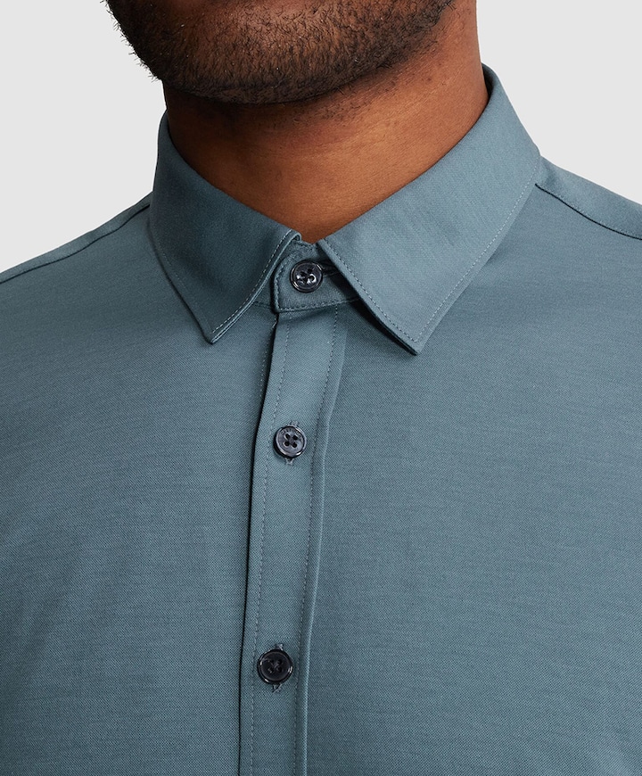 Heren overhemd korte mouw blauw
