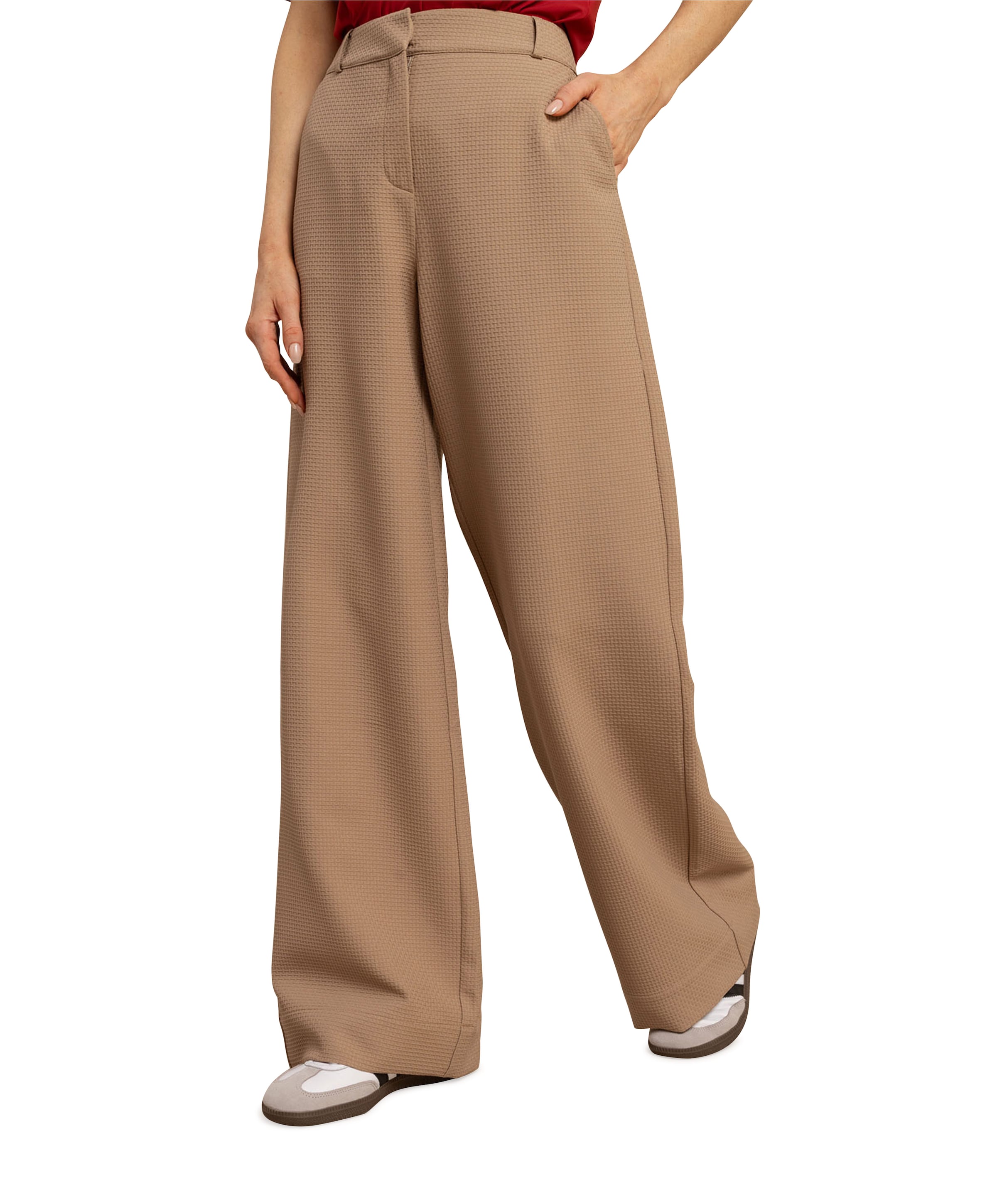 Lexie waffle dames broek beige
