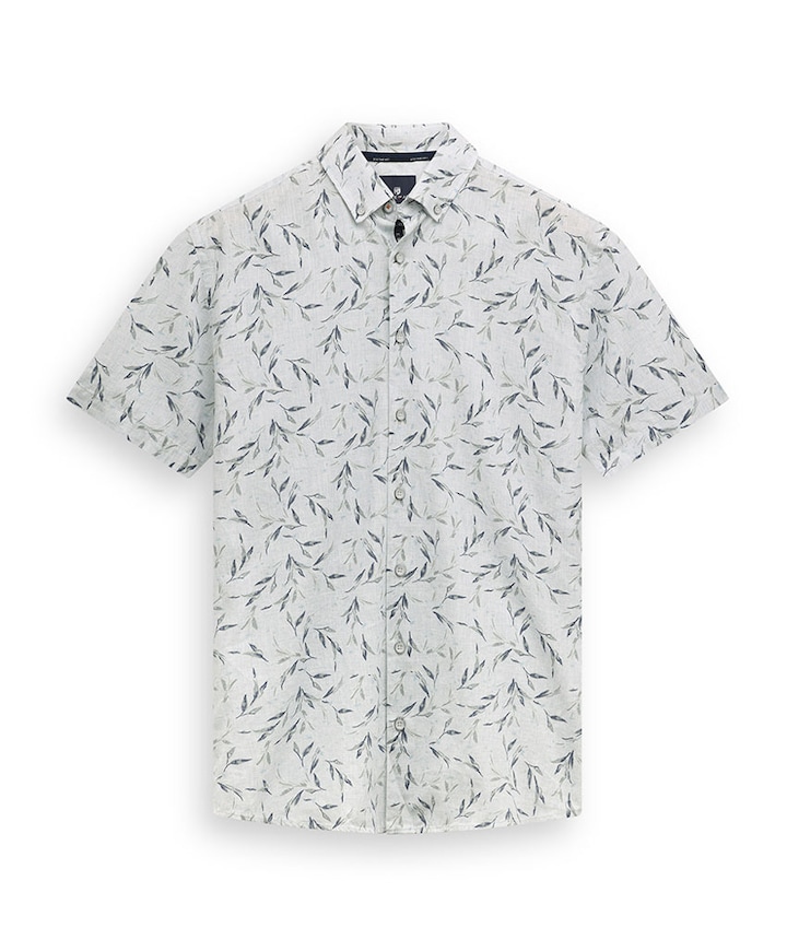 Heren overhemd korte mouw blauw