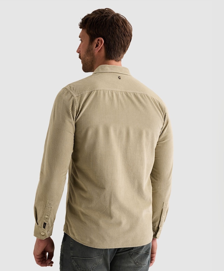 Heren overhemd lange mouw beige