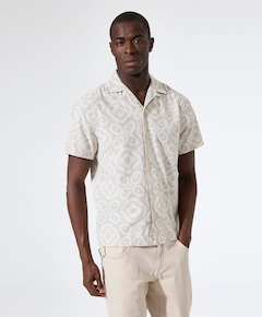 Heren overhemd korte mouw beige