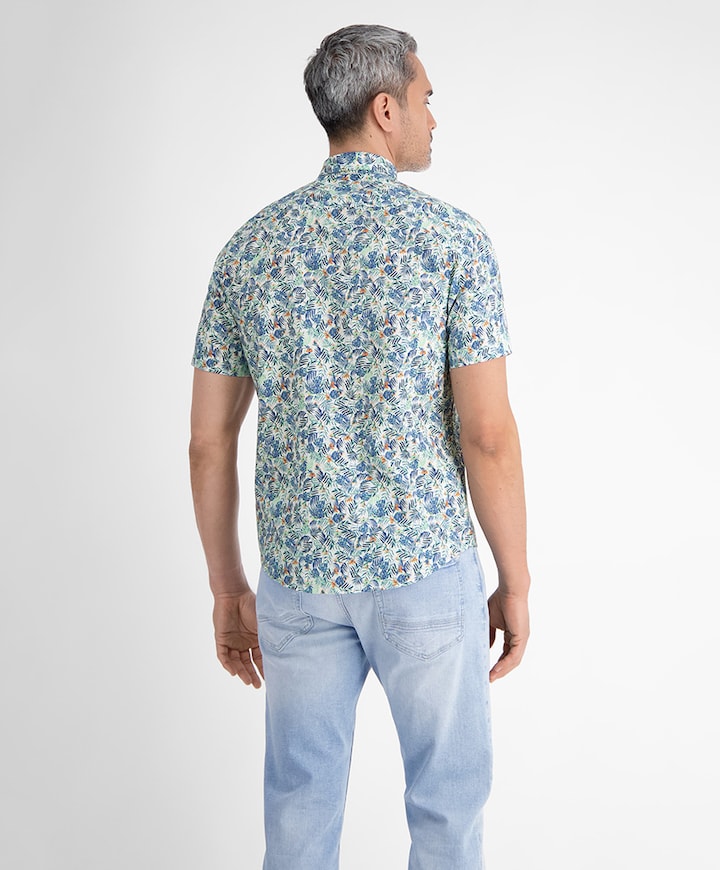 Overhemd korte mouw blauw