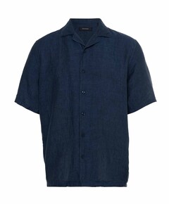 Heren overhemd korte mouw blauw