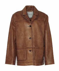 Dames leren jas beige