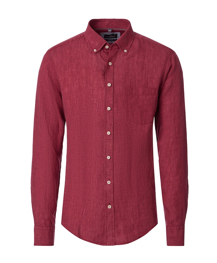 Heren overhemd lange mouw rood