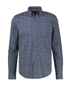 Heren overhemd lange mouw blauw