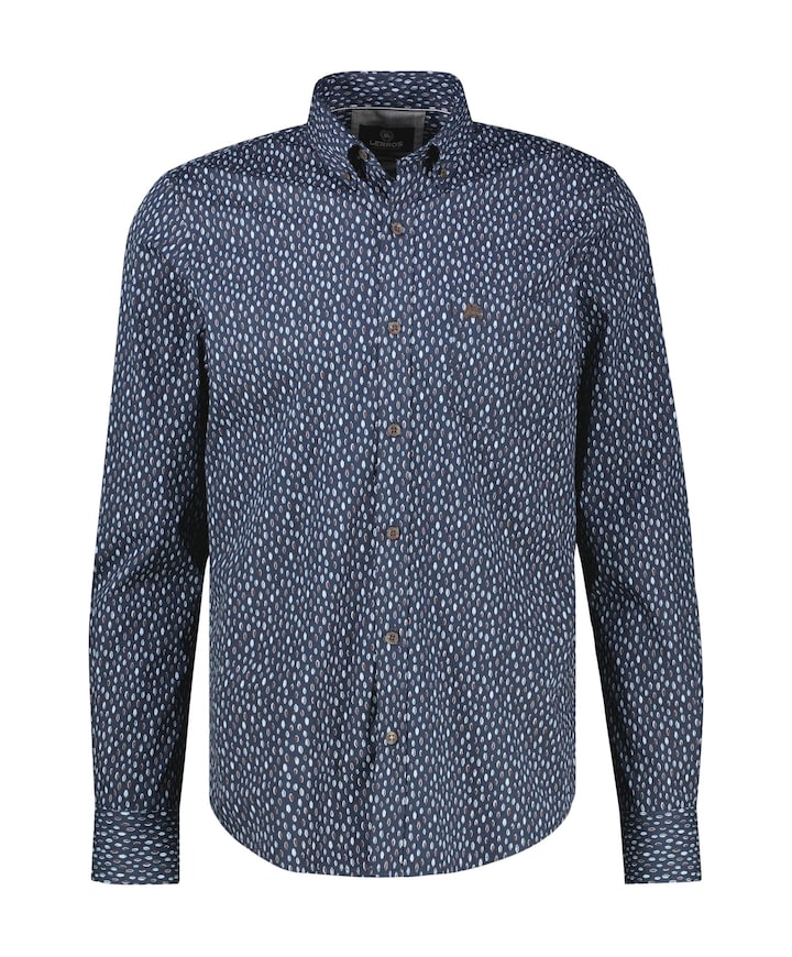 Heren overhemd lange mouw blauw