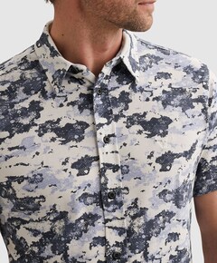 Heren overhemd korte mouw blauw