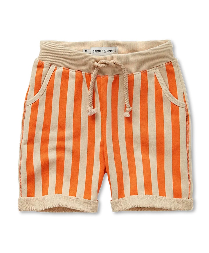 Sweat small stripes jongens korte broek oranje