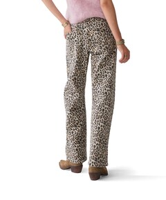 Cocoon Leopard printed twill dames broek beige