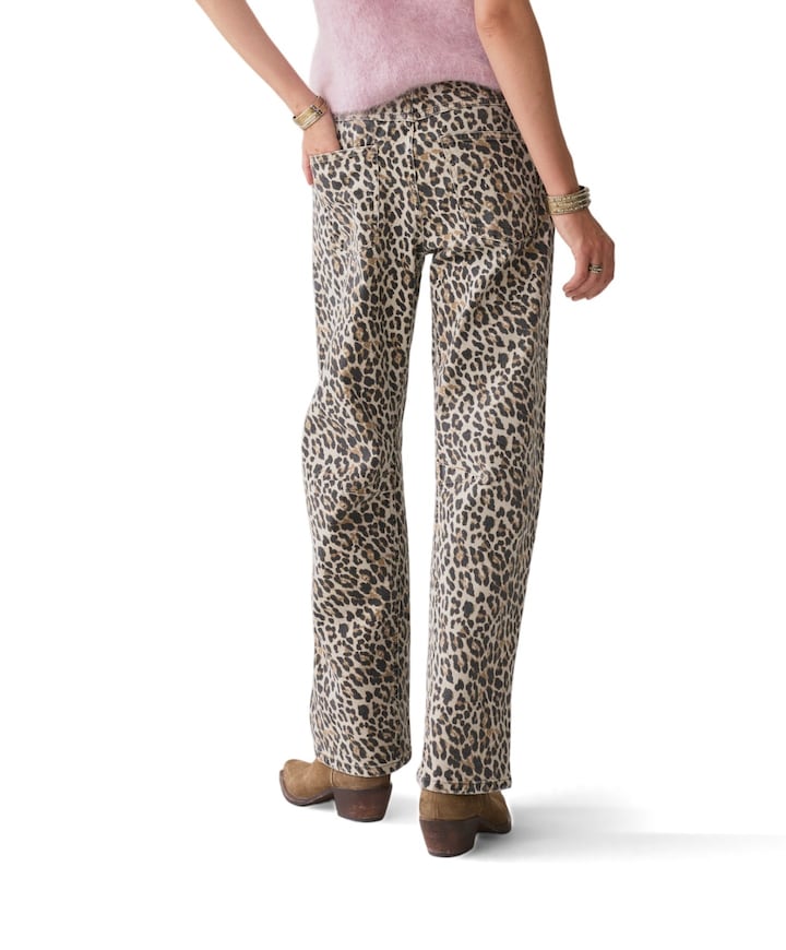 Cocoon Leopard printed twill dames broek beige