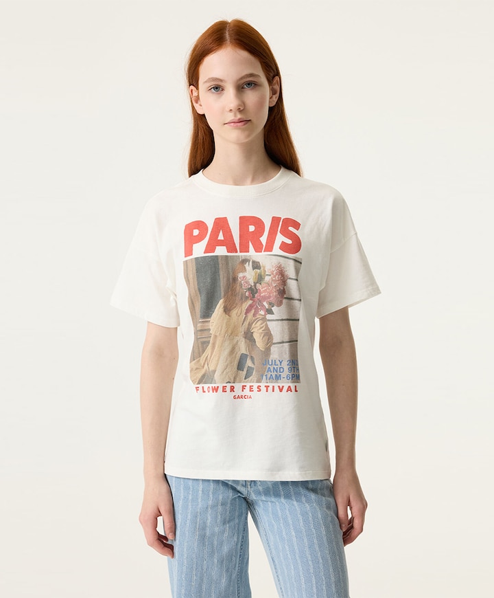 Meisjes t-shirt ecru