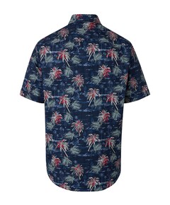 Heren overhemd korte mouw blauw