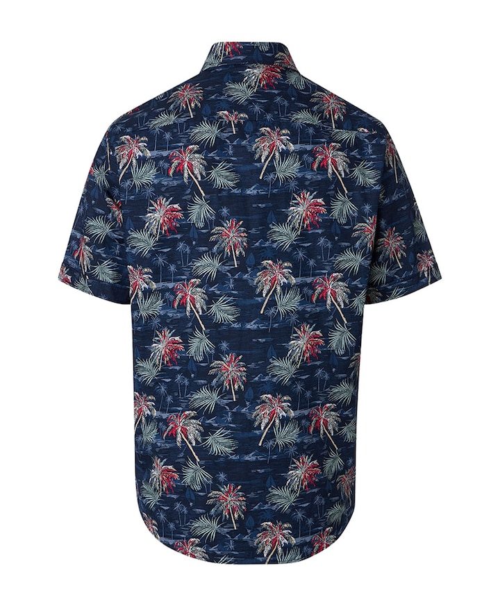 Heren overhemd korte mouw blauw