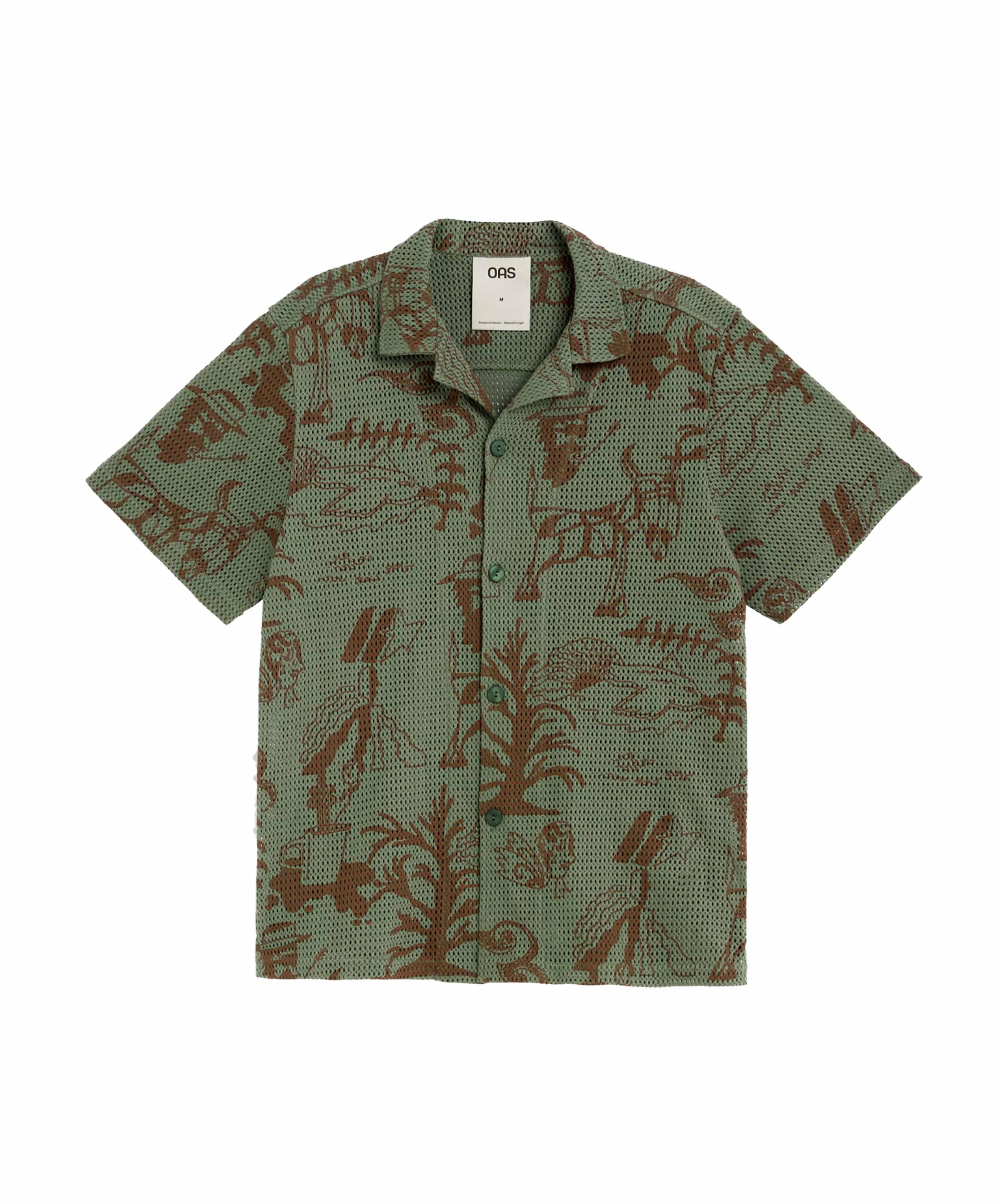 Heren overhemd korte mouw groen