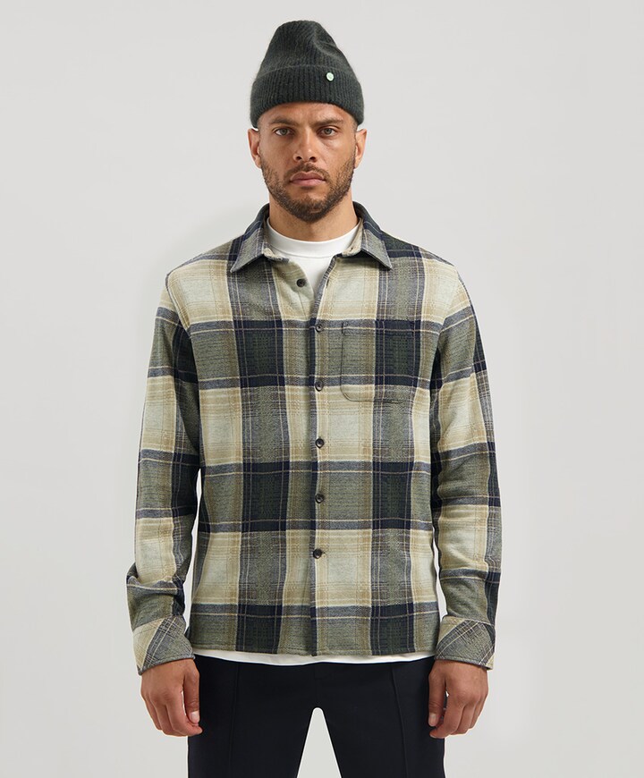 Heren overhemd lange mouw groen