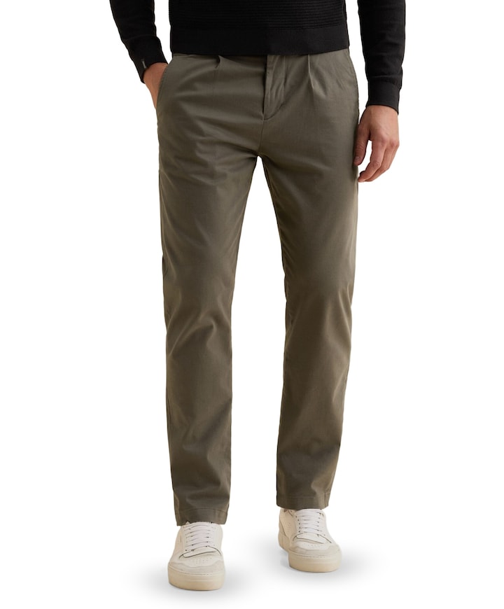 V35 RELAXED CHINO SUEDE TOUCH COTT heren broek groen