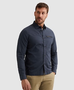 Heren overhemd lange mouw blauw