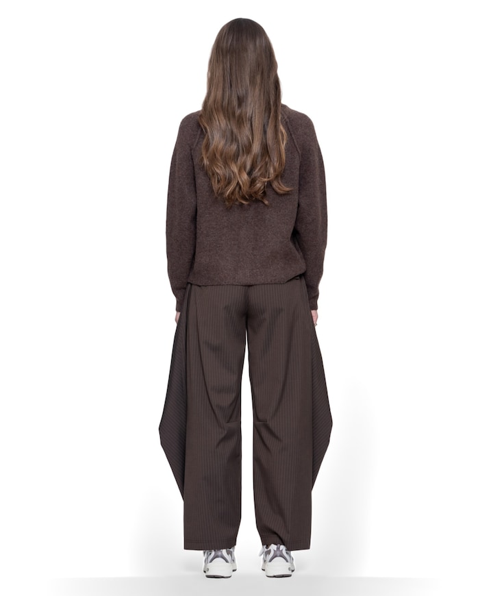 Pants baggy pinstripe dames broek bruin