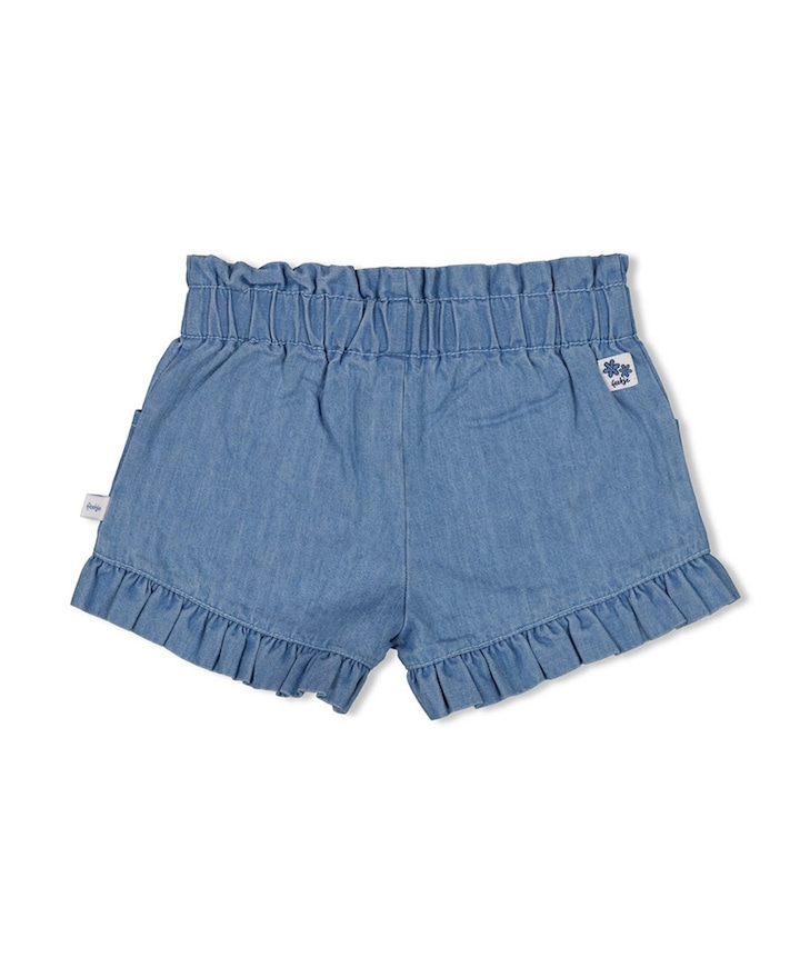 Ruches meisjes korte broek blauw