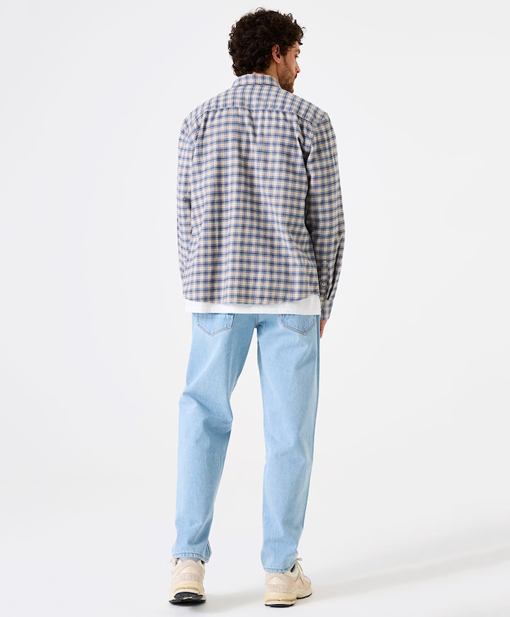 Heren overhemd lange mouw blauw