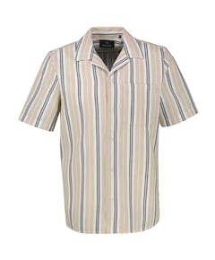 Heren overhemd korte mouw beige