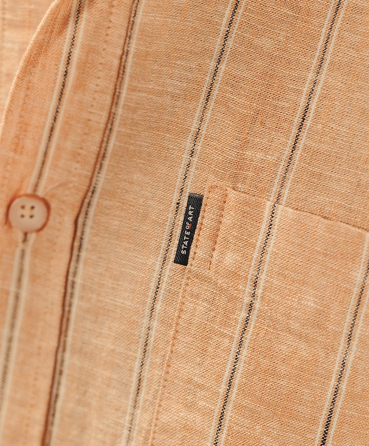 Heren overhemd lange mouw oranje