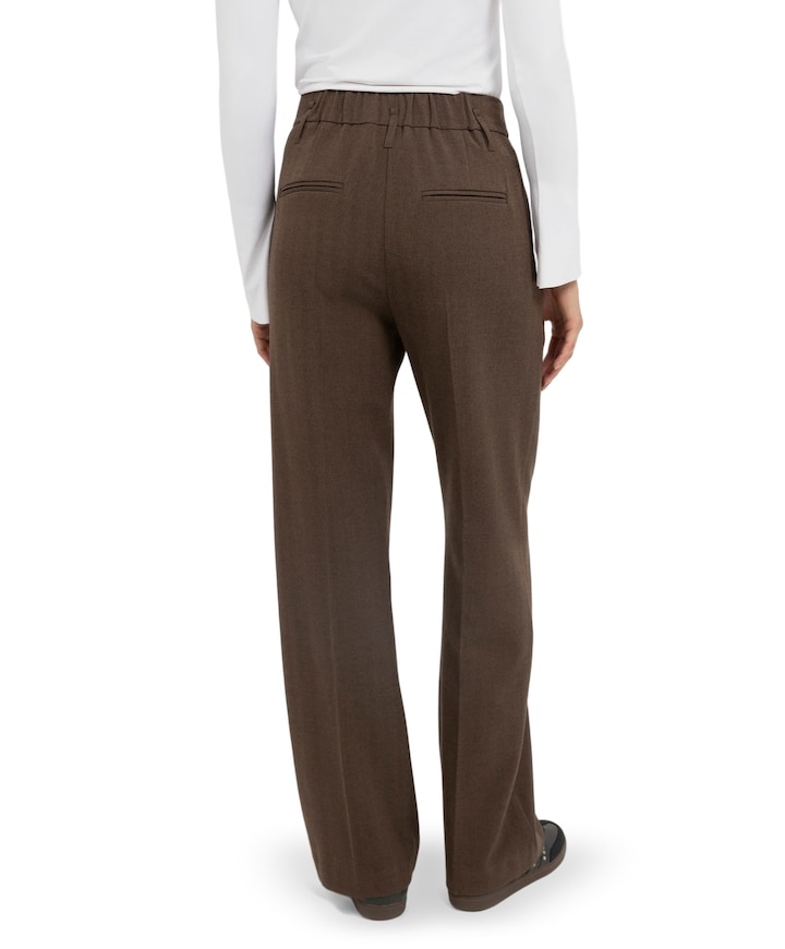 Geweven, gestructureerde dames broek bruin