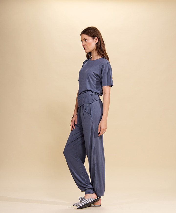 Dames pyjamatop blauw