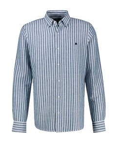 Heren overhemd lange mouw blauw