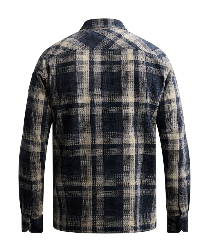 Heren overhemd lange mouw blauw