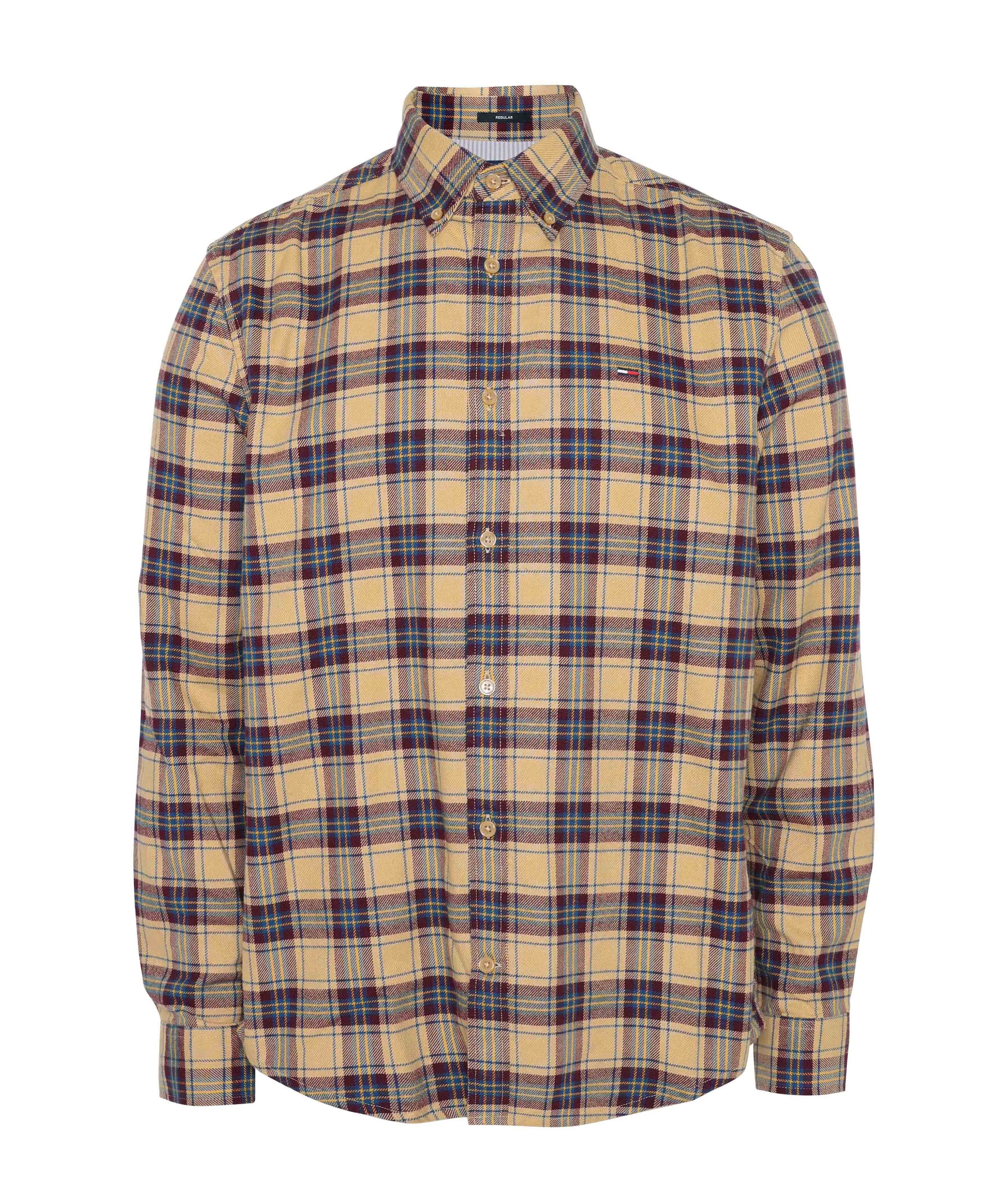 Heren overhemd lange mouw beige