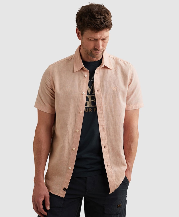 Heren overhemd korte mouw roze