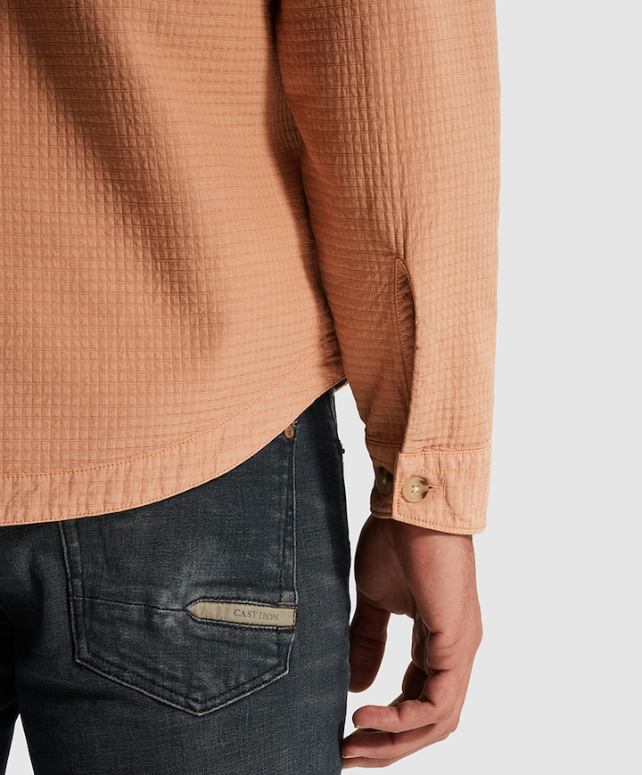 Heren overhemd lange mouw oranje