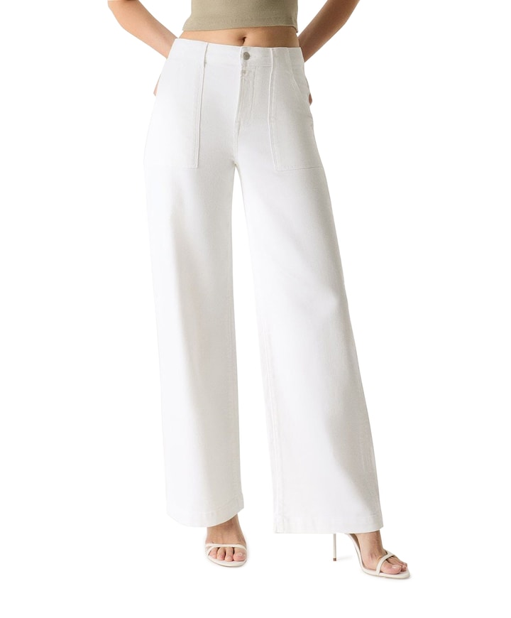 high waist wide leg dames jeans wit