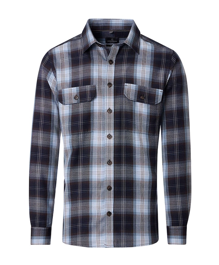 Heren overhemd lange mouw bruin