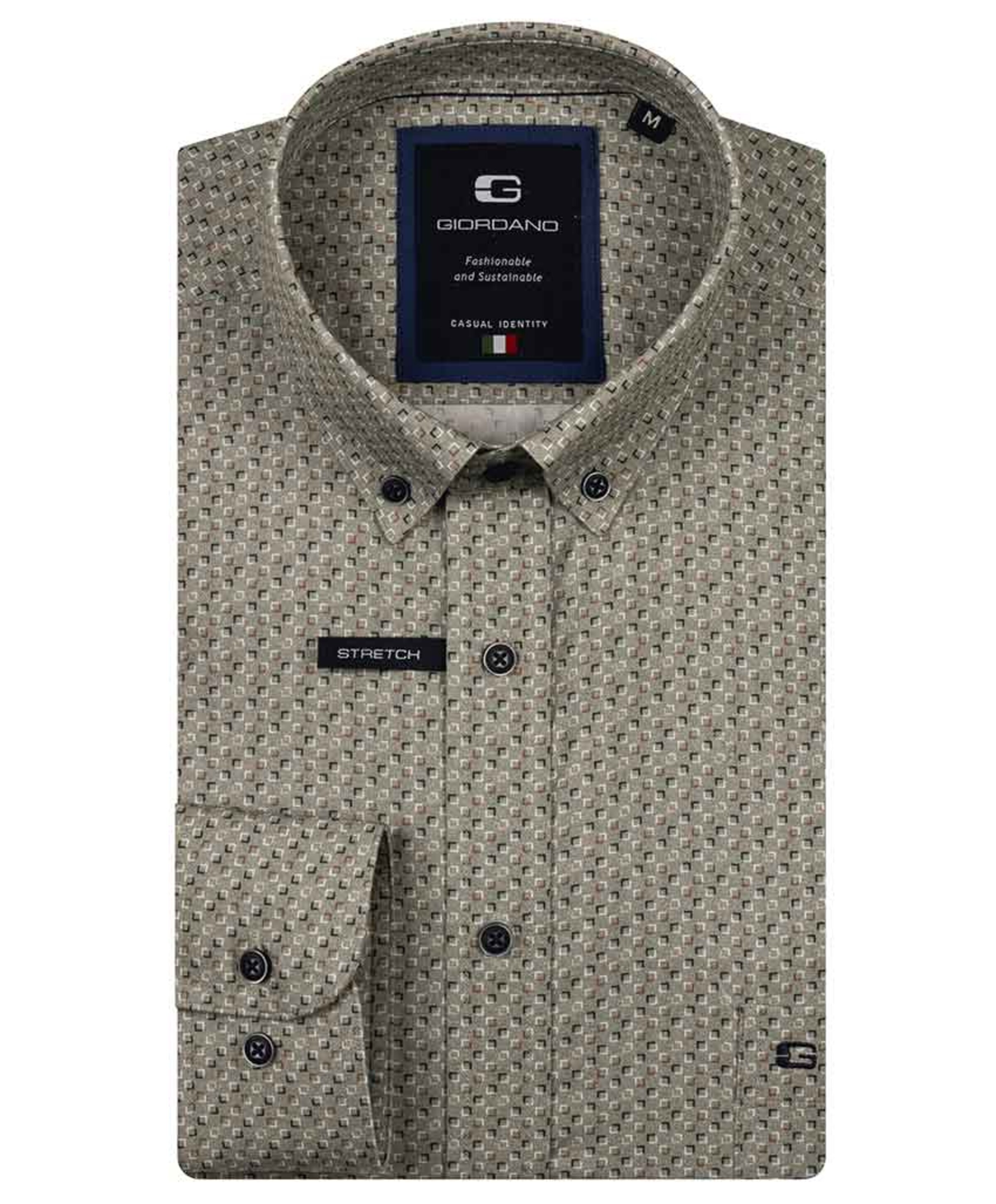 Heren overhemd lange mouw groen