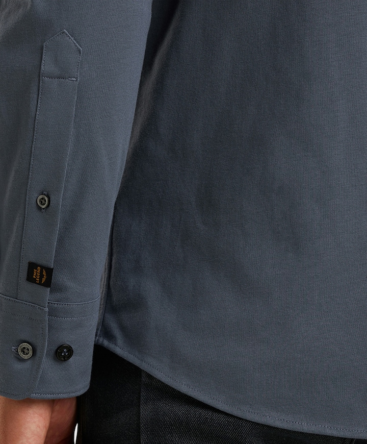 Heren overhemd lange mouw blauw