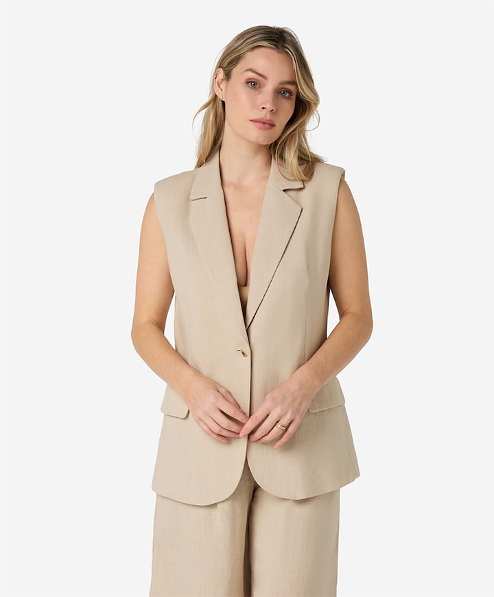 Dames gilet beige