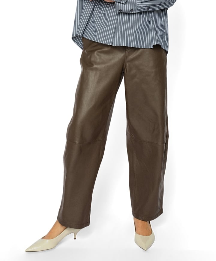 MMBarrel Leather dames broek bruin