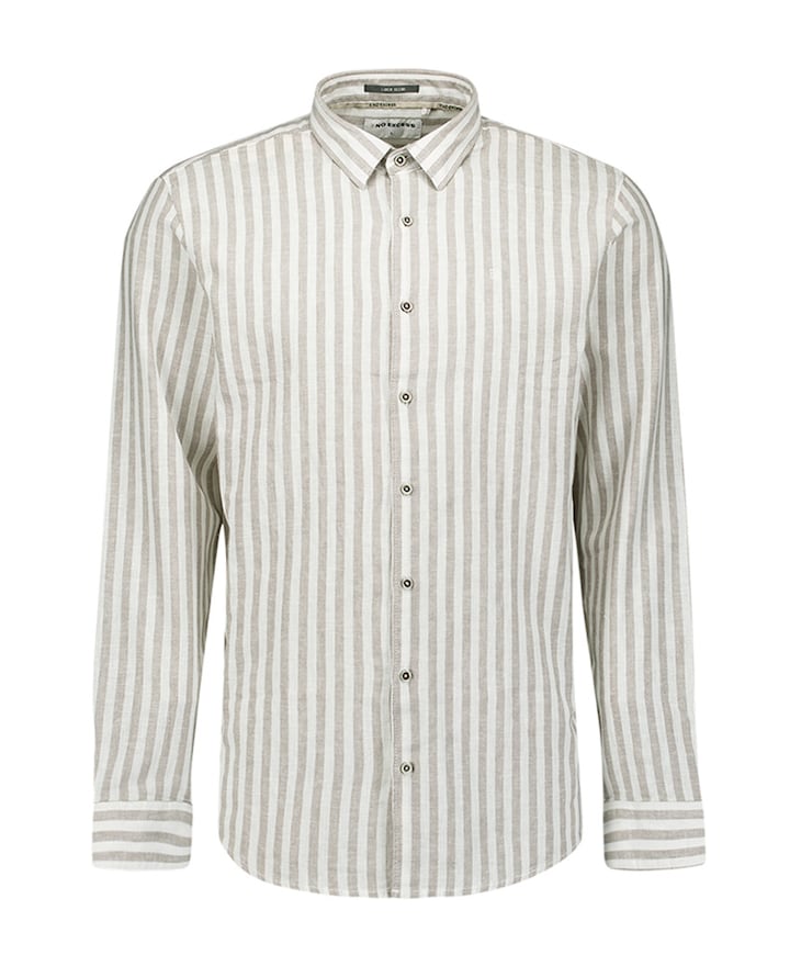 Heren overhemd lange mouw beige