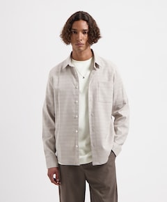 Heren overhemd lange mouw beige