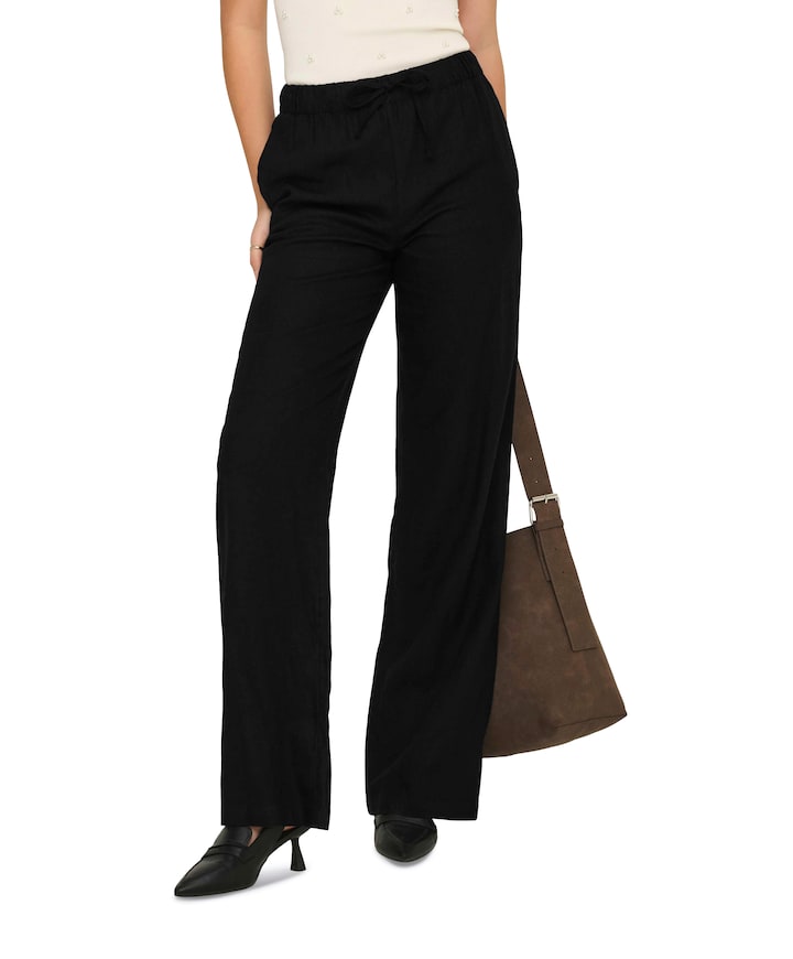ONLGOA MW LINEN BL PULL-UP PANT CC dames broek zwart