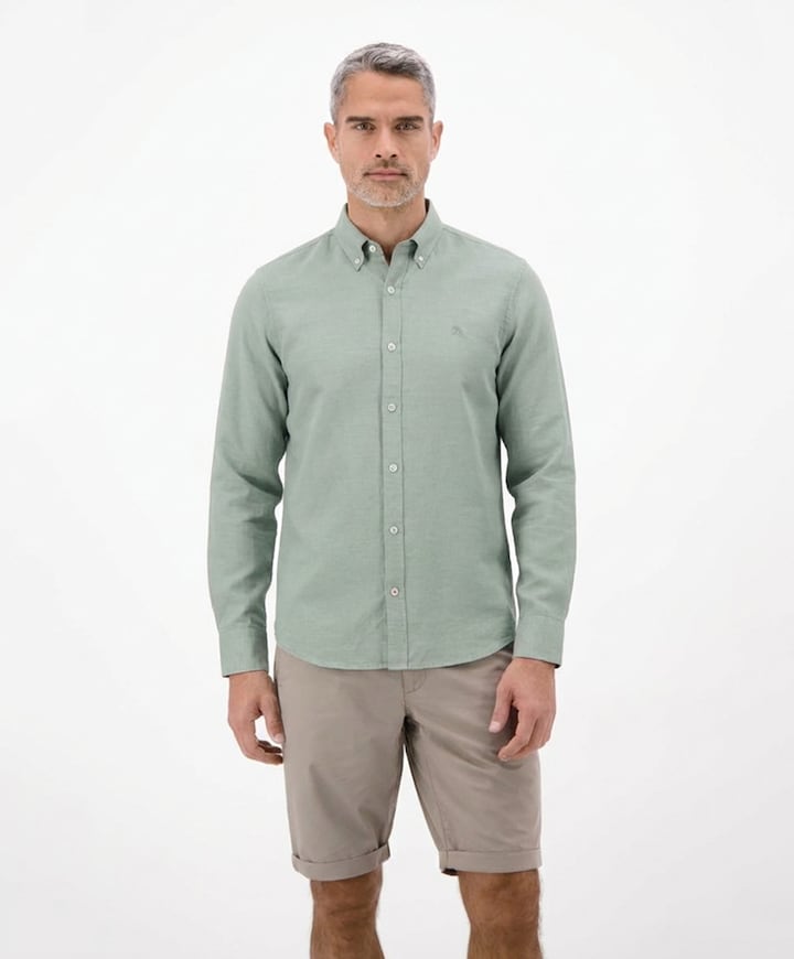 Heren overhemd lange mouw groen