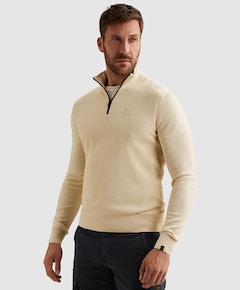Heren trui met rits ecru