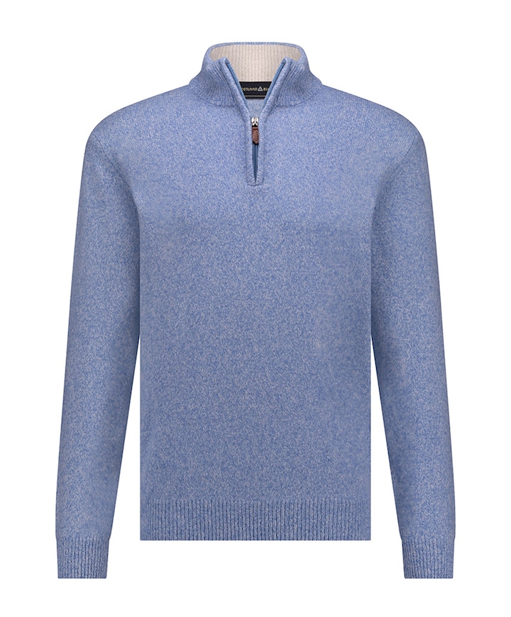 Heren trui met rits blauw